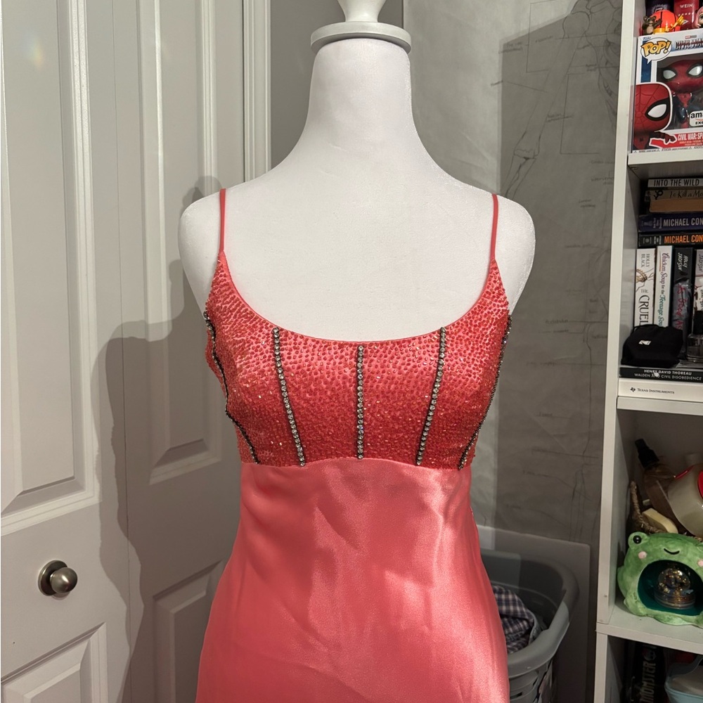 Pink Sequin Spaghetti Strap Dress